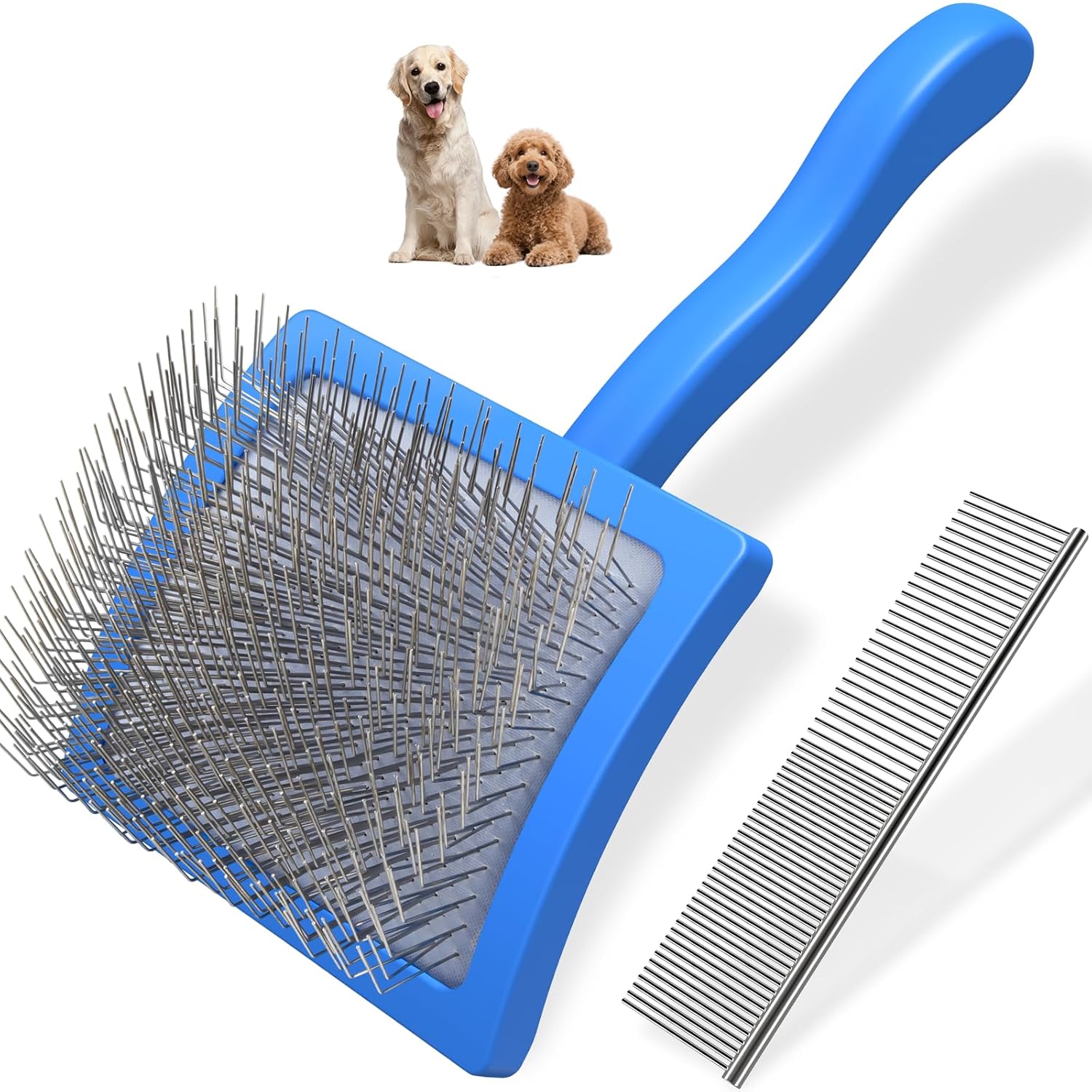 2 Piece Slicker Brush and Pet Comb Set for Grooming