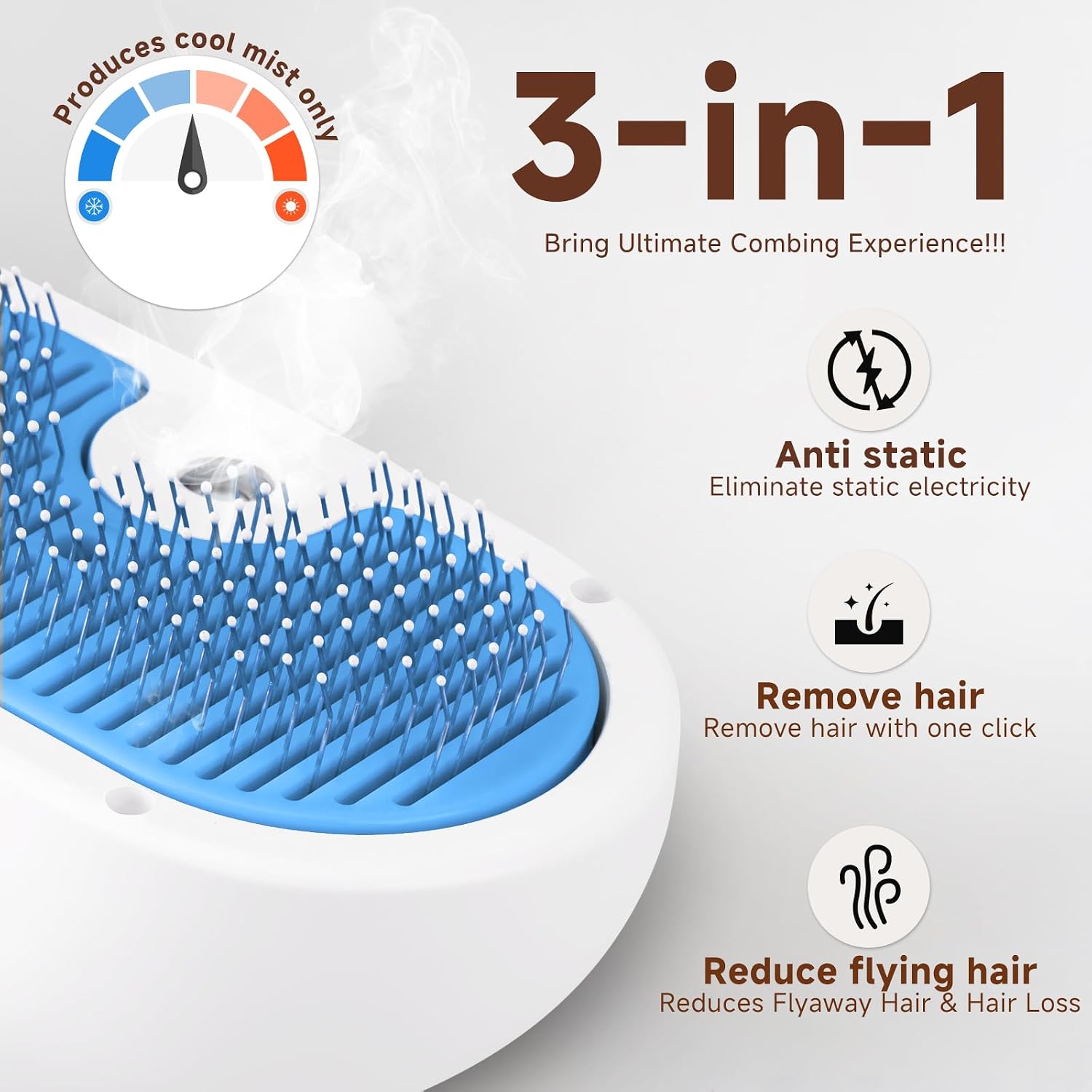 3 in 1 Pet Steam Brush for Dogs and Cats, Self Cleaning