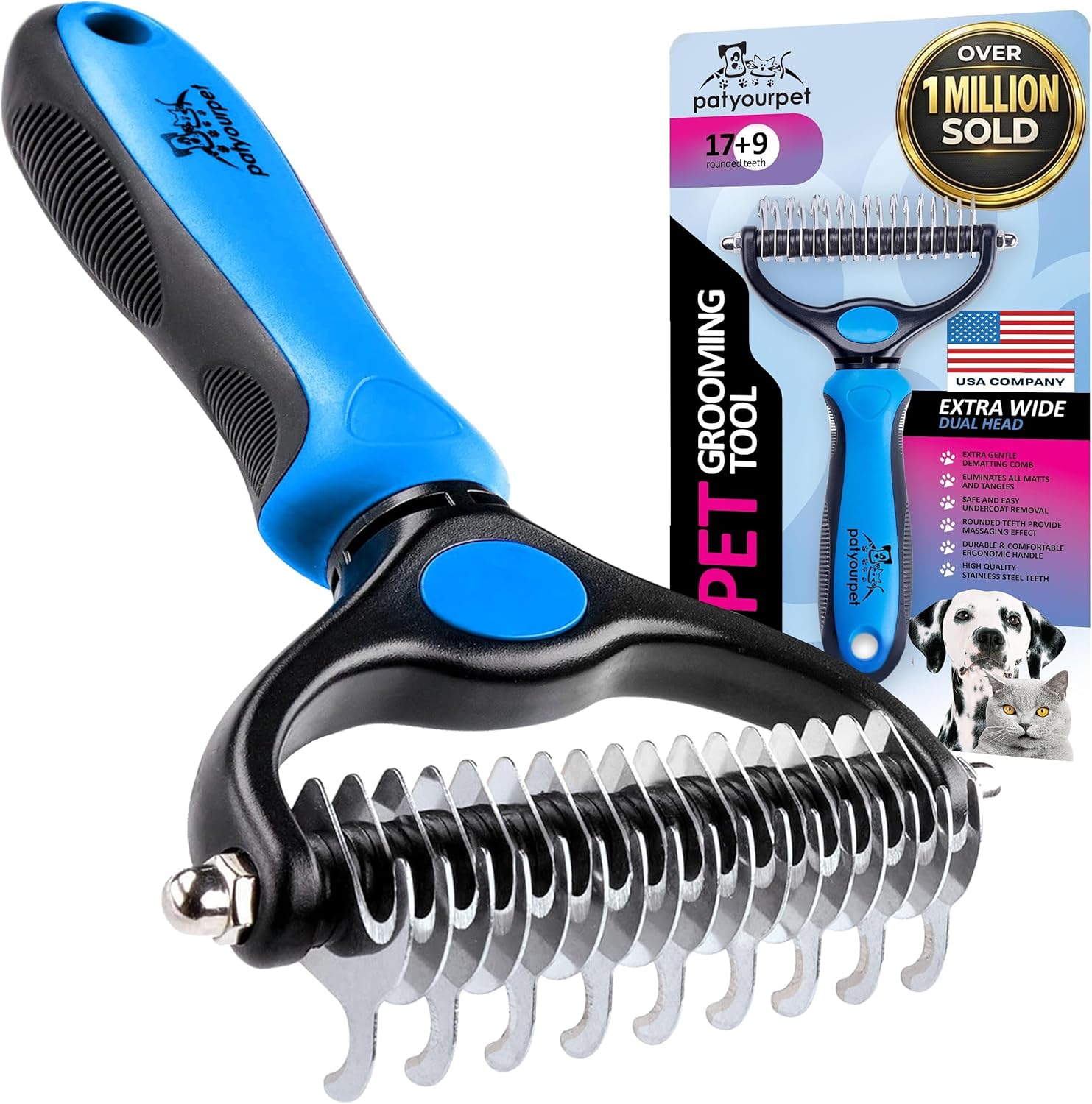 Double Sided Deshedding Brush for Dogs and Indoor Cats