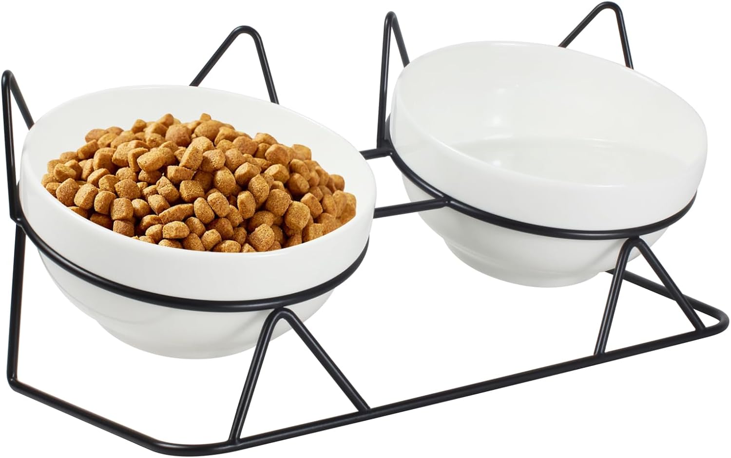 Elevated Tilted Ceramic Cat Bowl, 15 Degree Angle