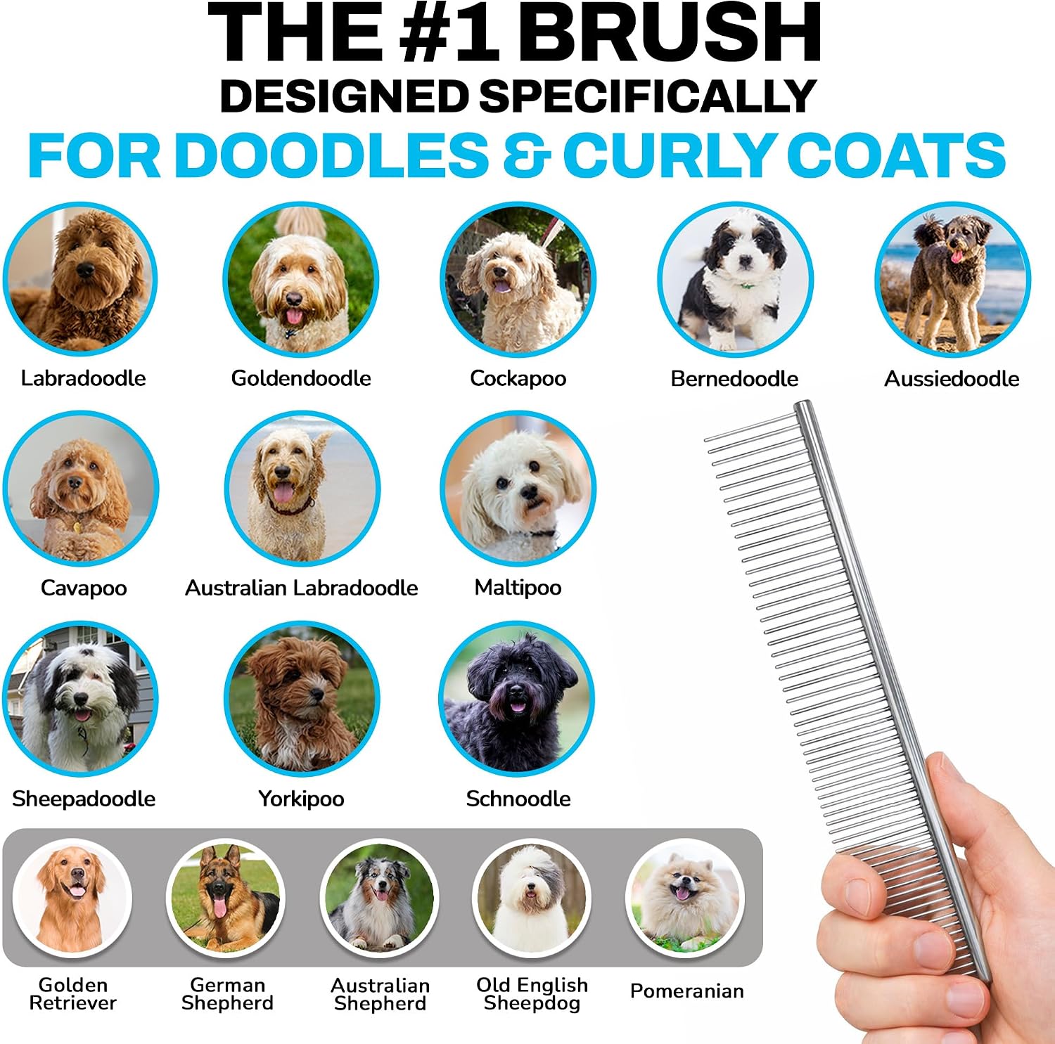 Metal Grooming Comb for Matted Fur and Finishing