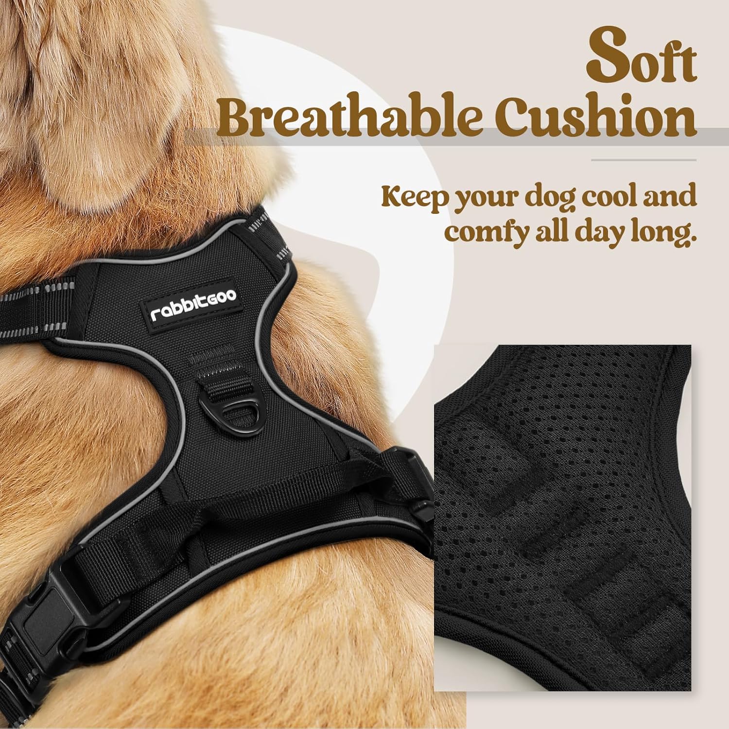 No Pull Dog Harness for Large Dogs with 2 Leash Clips and Handle