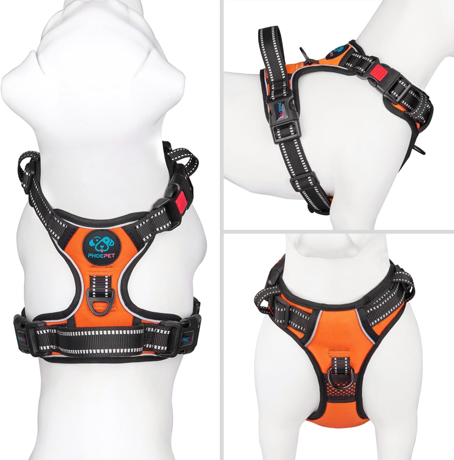 No Pull Dog Harness, Medium, Reflective Front Clip with Handle