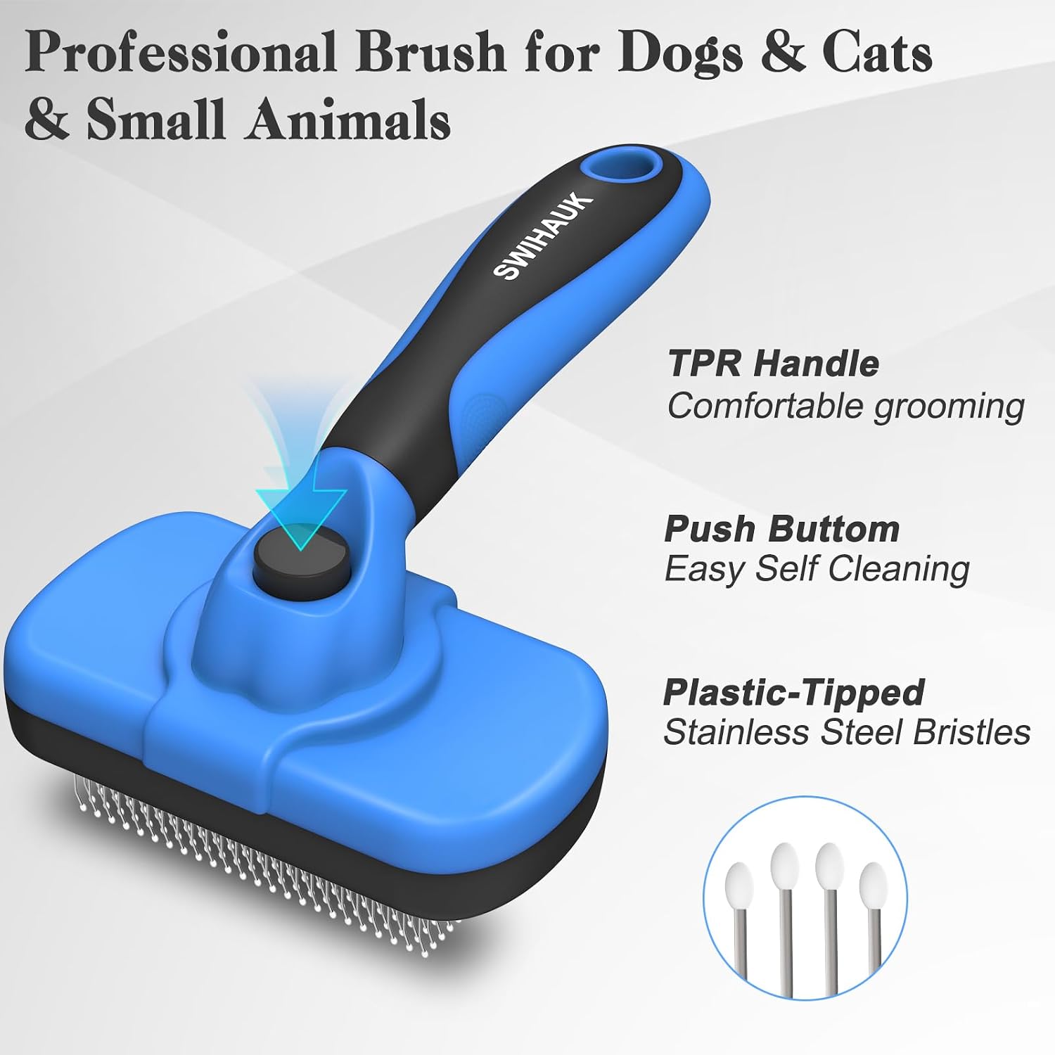 Self Cleaning Slicker Brush for Dogs and Cats, Skin Friendly