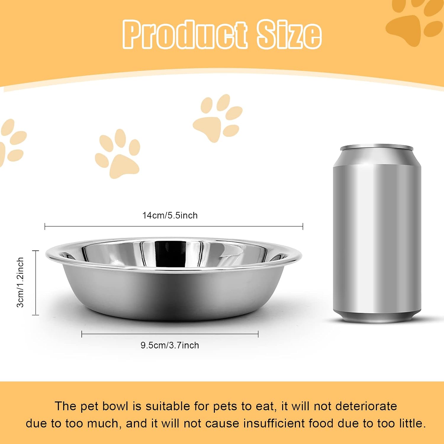 Shallow Wide Stainless Steel Cat Bowls, Whisker Friendly