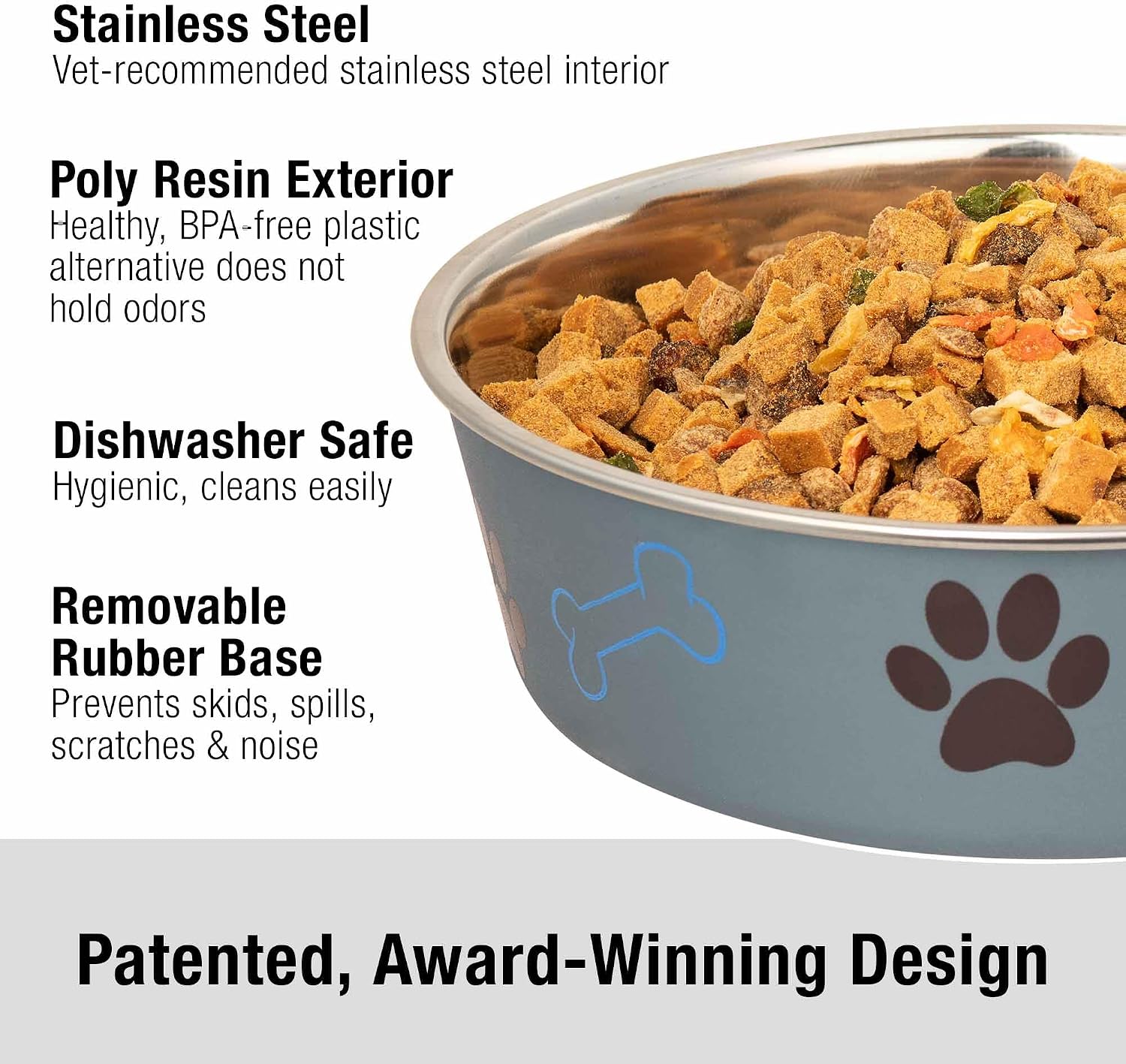 Stainless Steel Dog and Cat Bowls, Spill Proof